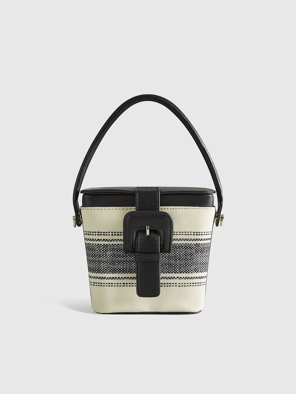 Striped Handle Box Bag
