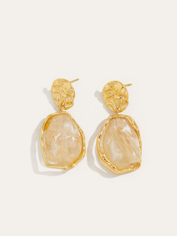 Golden Irregular Stone Earrings
