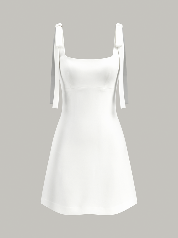 Bow-Strap Backless Mini Dress