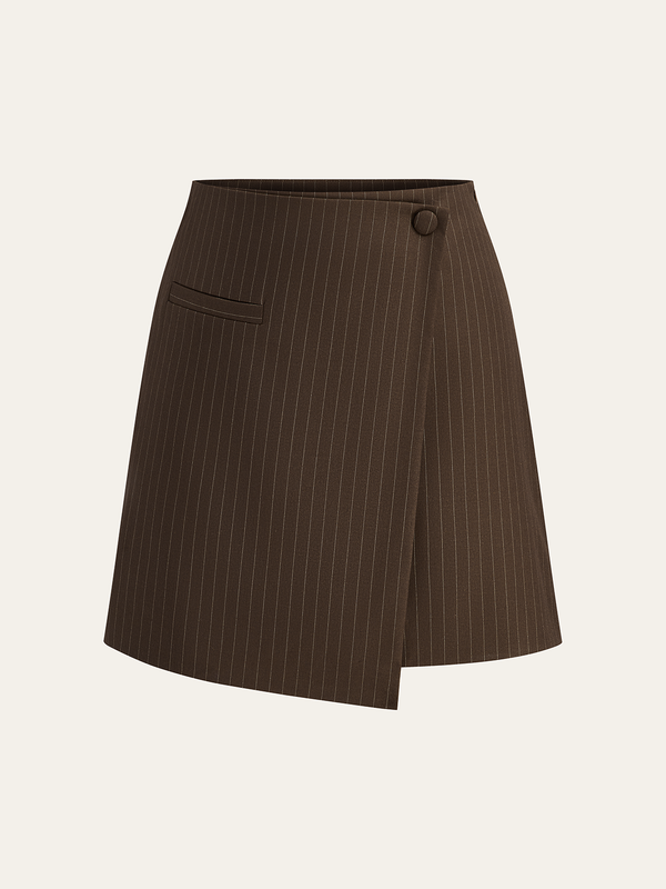 Pinstripe Wrap Mini Skirt