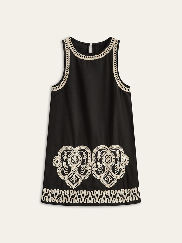 Sleeveless Embroidery Mini Dress