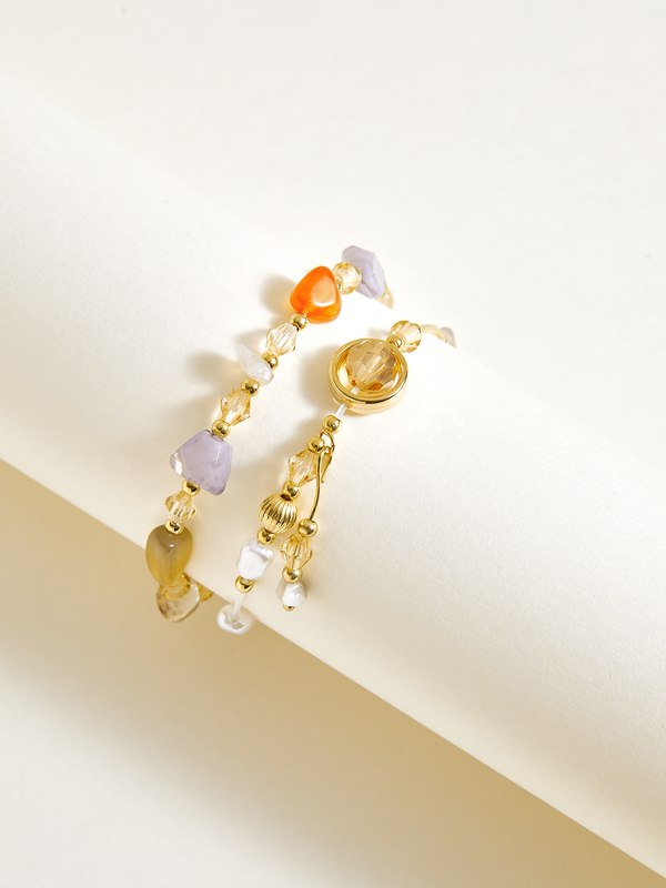 Colorful Stone Double-Layered Bracelet