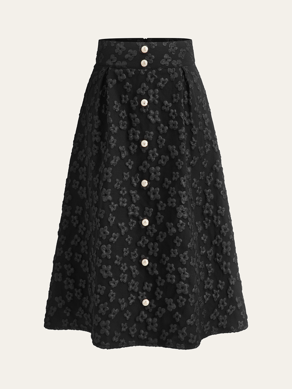 Floral Texture High Waist Skirt