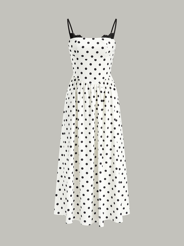 Lace Trim Polka Dot Cami Dress
