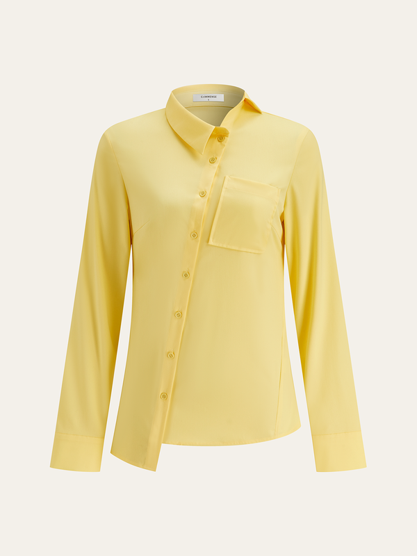 Asymmetric Collared Long Sleeve Shirt