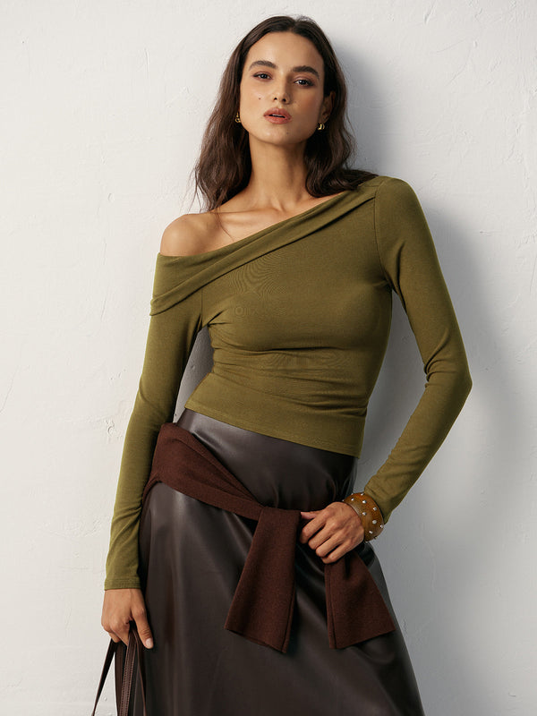 One-Shoulder Long Sleeve T-Shirt