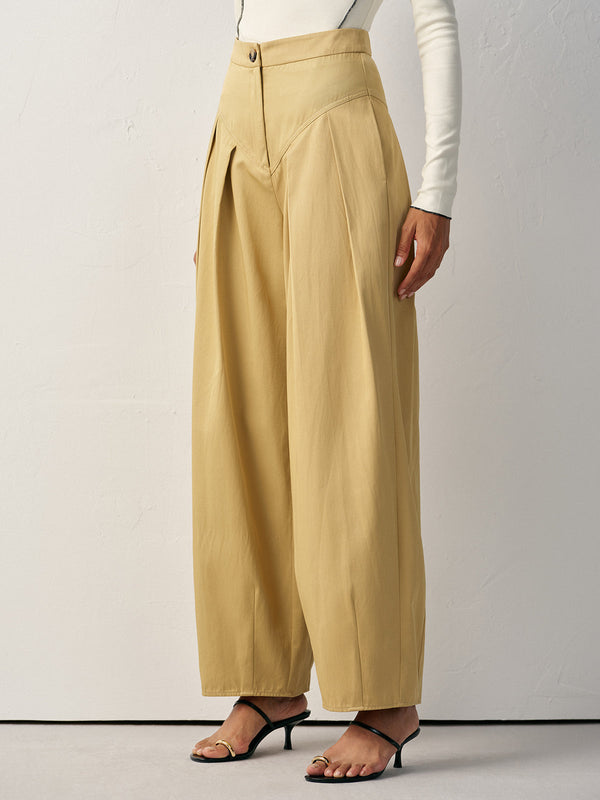 High-Waisted Pleated Wide-Leg Pants