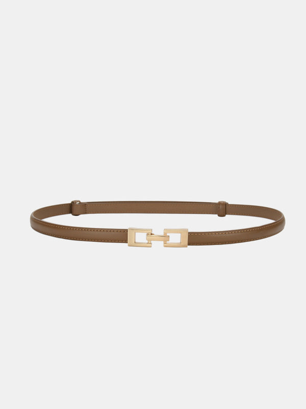 Square Buckle Slim Leather Belt