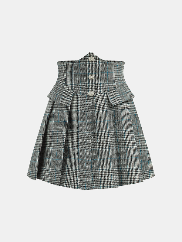 Plaid Pleated High-Waist Mini Skirt