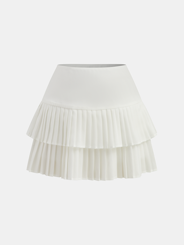 Layered Pleated Mini Skirt