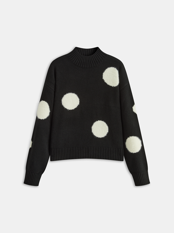 Large Polka Dot Mock Neck Sweater