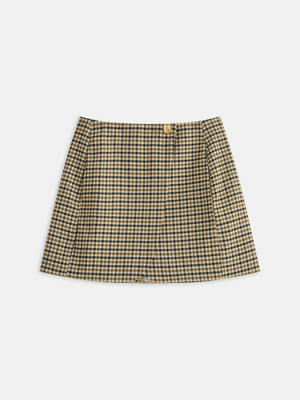 Metal Detail Checkered Mini Skirt