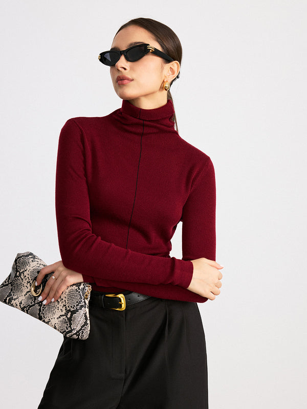 Reversible Turtleneck Wool Blend Sweater