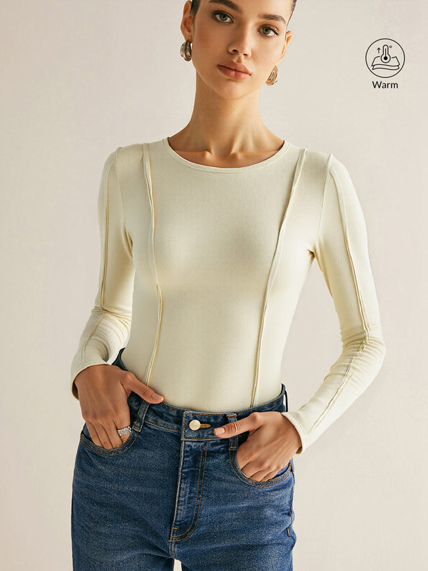 Seam Detail Crew Neck Long Sleeve T-Shirt