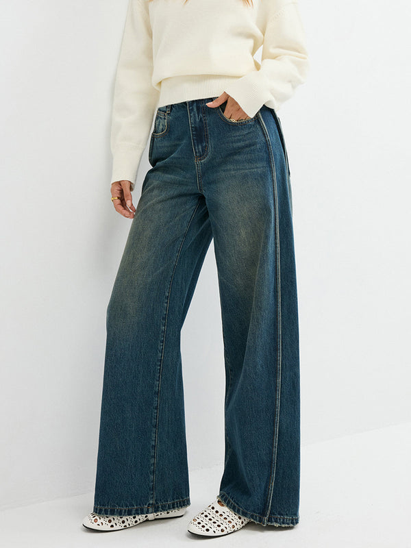 Side Panel Detail Mid-Waist Jeans