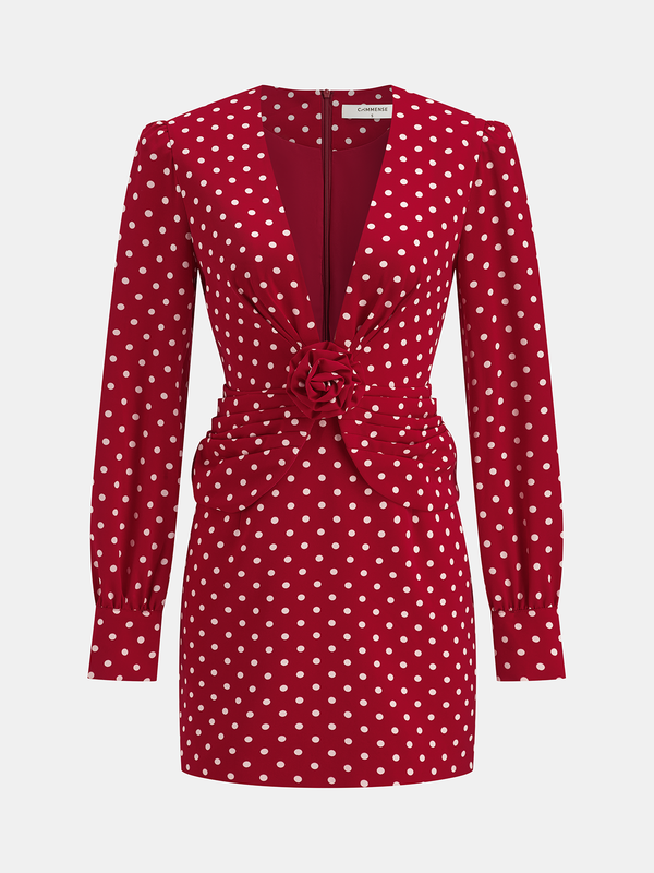 Polka Dot Rosette Top and Skirt Set