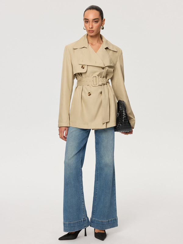 Double-Breasted Belted Trench Coat
