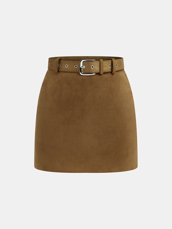 Belted Suede Mini Skirt