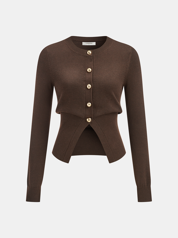 Metal Button Knit Cardigan