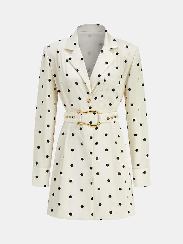 Polka Dot Belted Blazer Dress