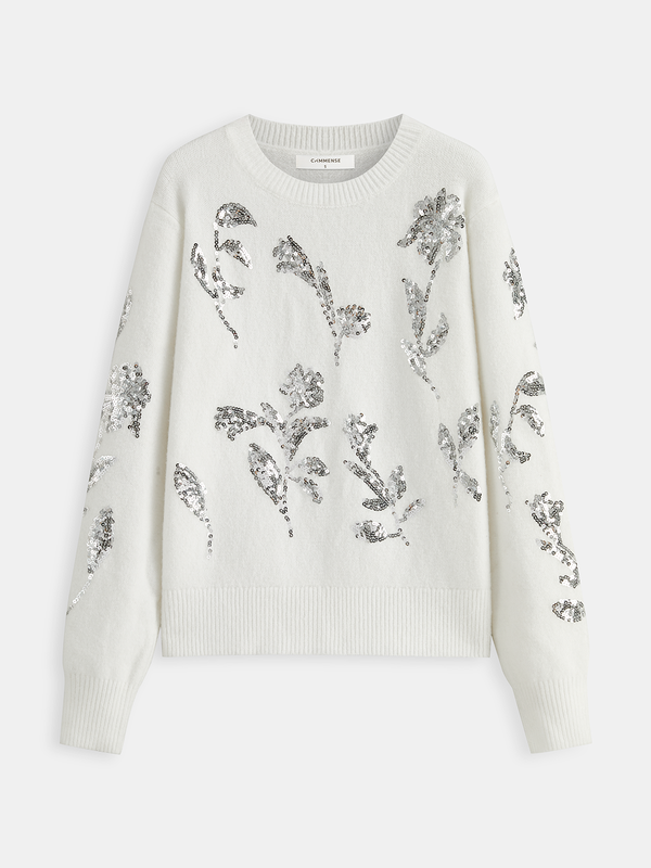 Sequin Floral Oversized Sweater