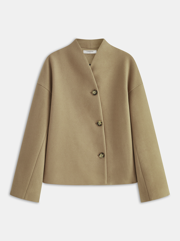 Asymmertrical Button Down Wool-blend Coat