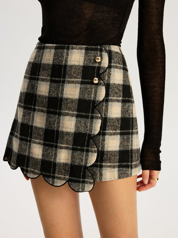 Checkered Scallop Trim Skirt