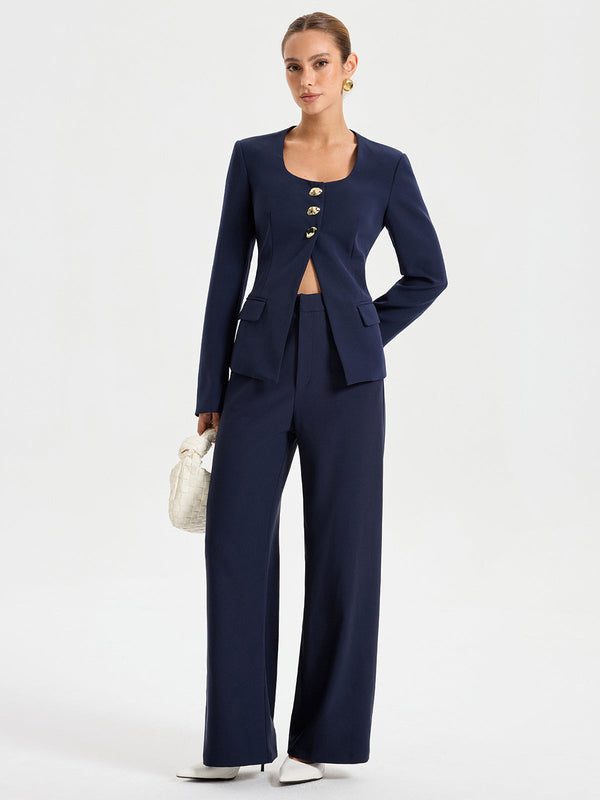 High-Waist Straight-Leg Pants