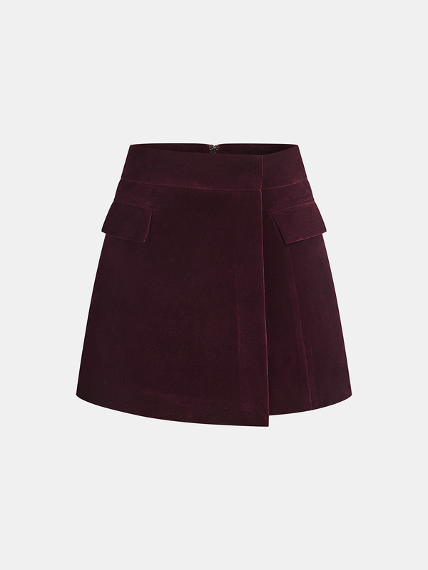 Corduroy Asymmetric Mini Skirt
