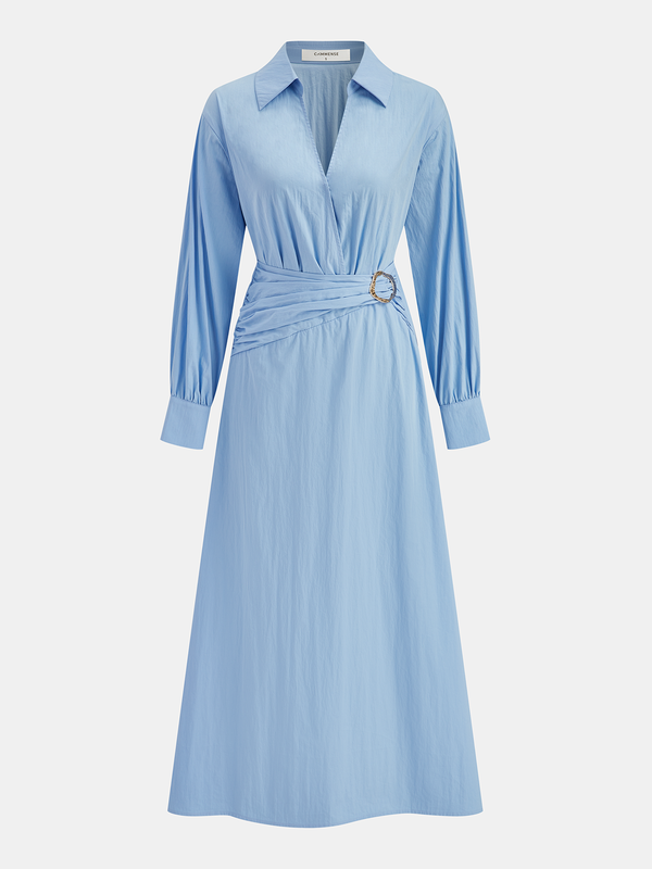 V-neck Collared Maxi Dress