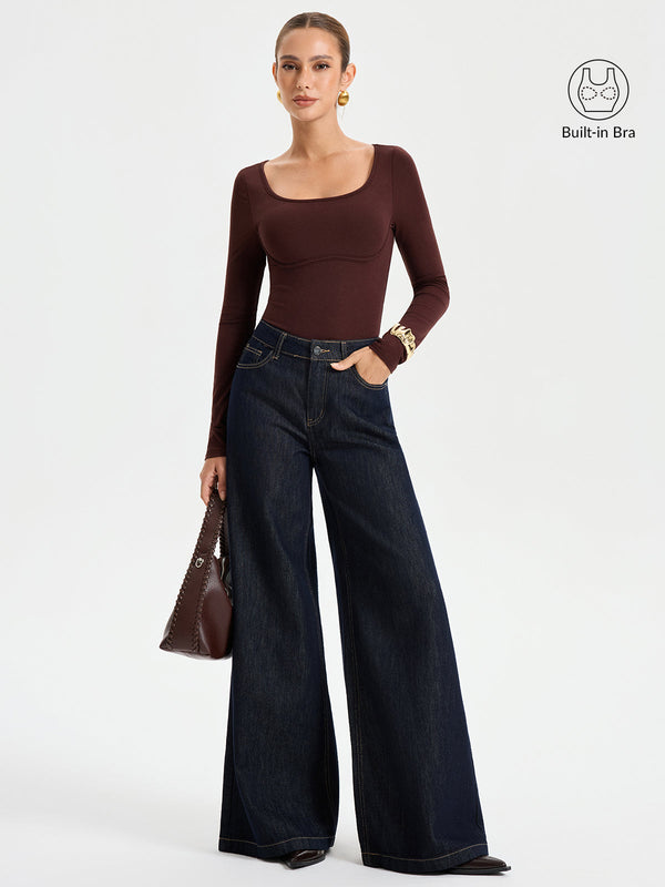 Bra-free Square Neck Bodysuit